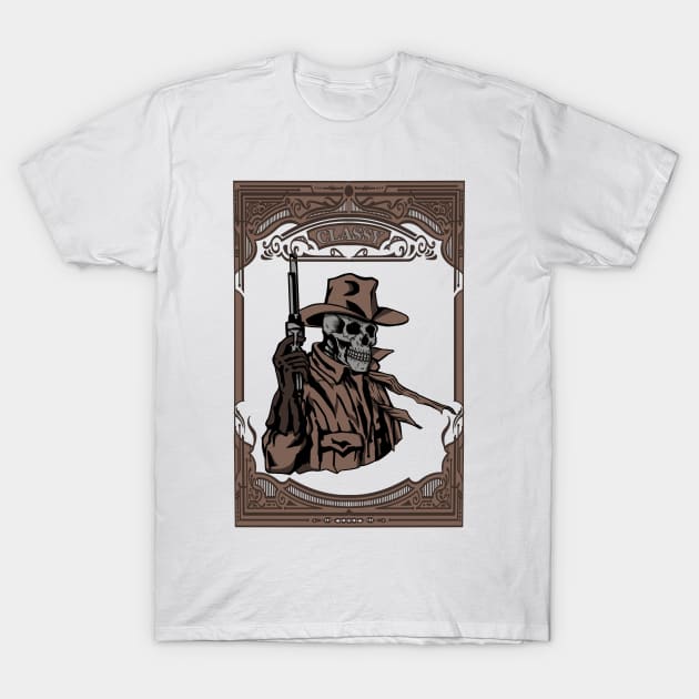 Vintage Skull Cowboy #7 T-Shirt by BLUESIDE